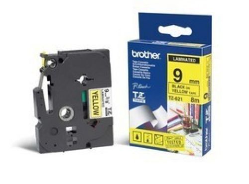 BROTHER Fita laminada amarelo/preto 9mm , Brother , BROTZE621 , 4977766686655
